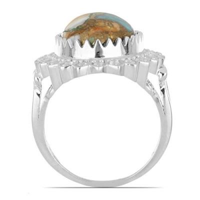 BUY STERLING SILVER NATURAL OYSTER TURQUOISE BIG STONE RING